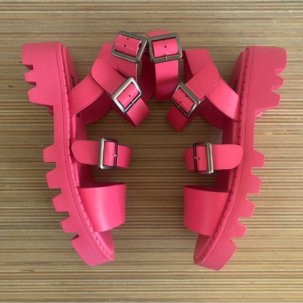 Like New Anthropologie Silent D Friand Gladiator Platform Sandals Shoes Pink 8.5 - Picture 4 of 9